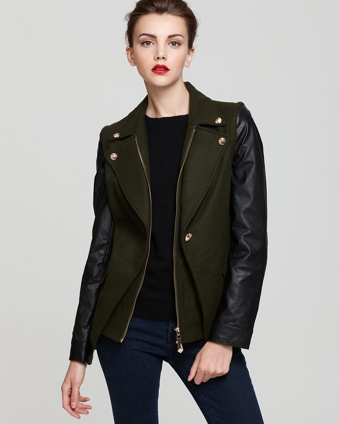 Sam Edelman Convertible Jacket with Leather Sleeves