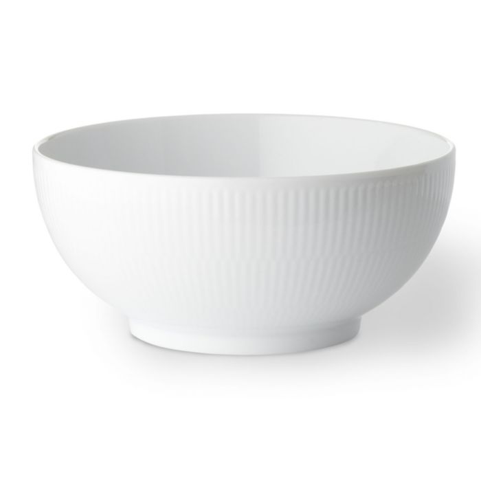 White Fluted Plain 8" Serving Bowl