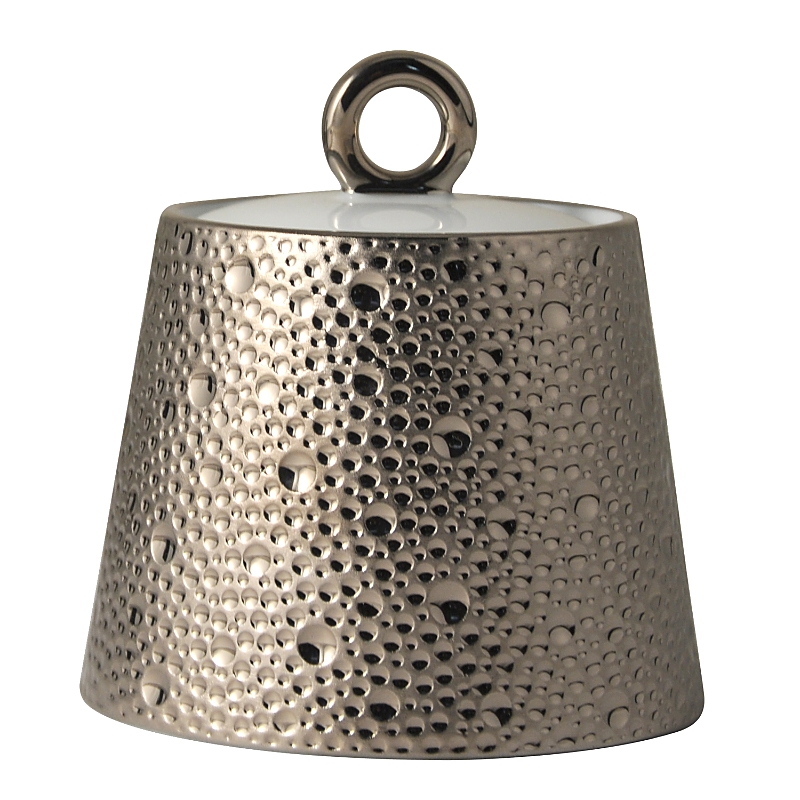 Bernardaud Ecume Platinum Covered Sugar Bowl In Platinum