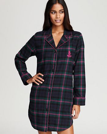 Ralph Lauren Long Sleeve Classic Notch Collar Sleep Shirt | Bloomingdale's