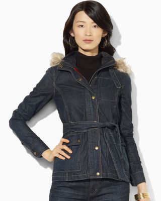 ralph lauren belted denim blazer