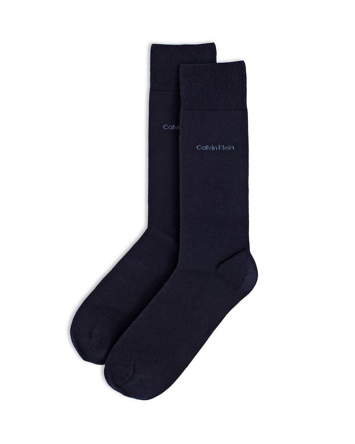 Calvin Klein Giza Cotton Flat Knit Socks In Navy