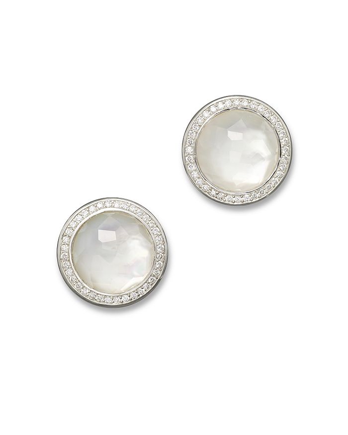 IPPOLITA STERLING SILVER STELLA STUDS IN MOTHER-OF-PEARL DOUBLET WITH DIAMONDS,SE1148DFMOPDIA