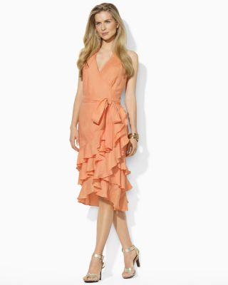 Ralph Lauren - Tiered Ruffle Linen Wrap Dress