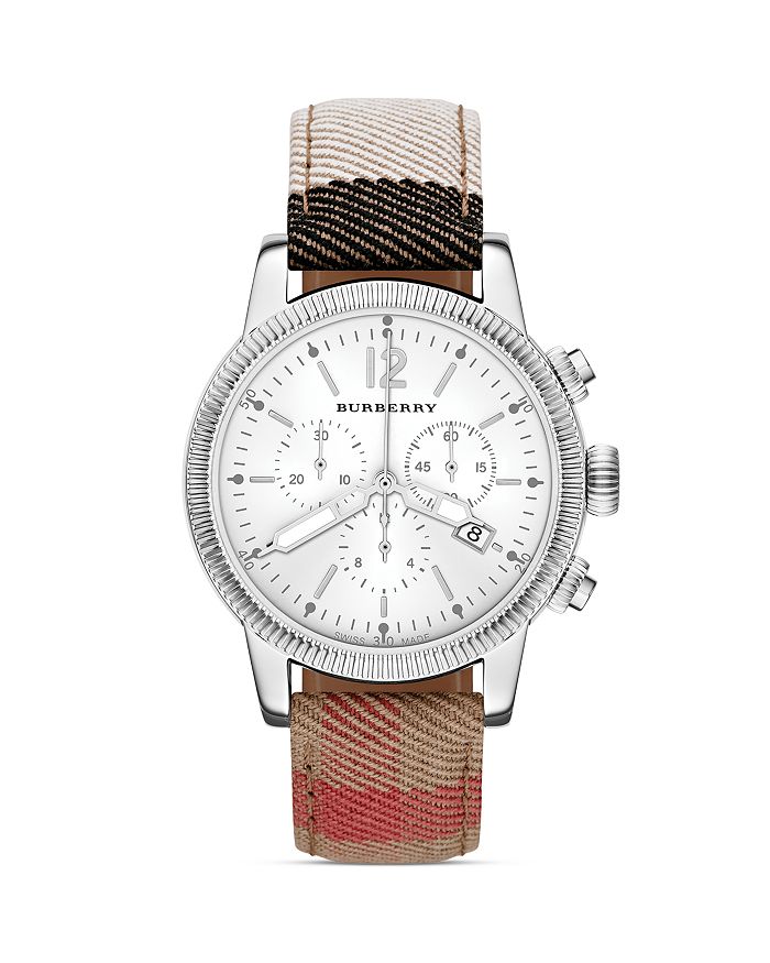 Burberry House Check Leather Strap Round Watch 42mm Bloomingdale s