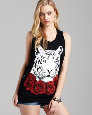 Lauren Moshi Tank Red Rose Tiger Effie Open Side Muscle Bloomingdale s