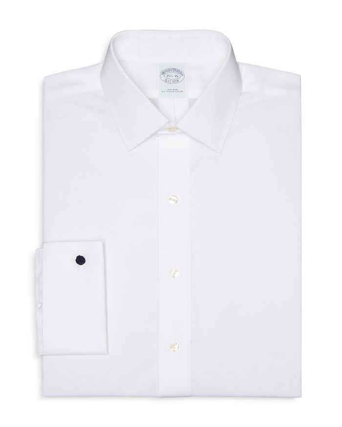 BROOKS BROTHERS SOLID BROADCLOTH NON-IRON FRENCH CUFF DRESS SHIRT - REGENT FIT,100013017
