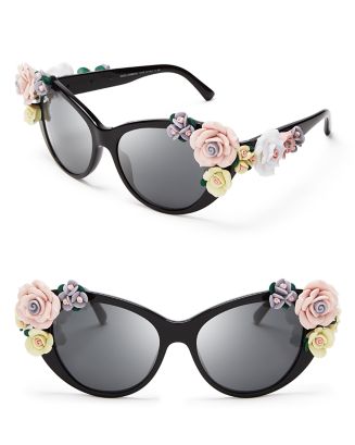 D&G translucent oval floral sunglasses DOLCE & GABBANA Black Multi-Color Floral Acetate Sunglasses  main image 2