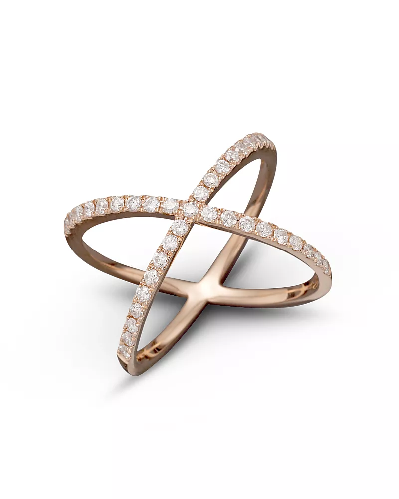 Diamond X Band in 14K Rose Gold, .40 tcw