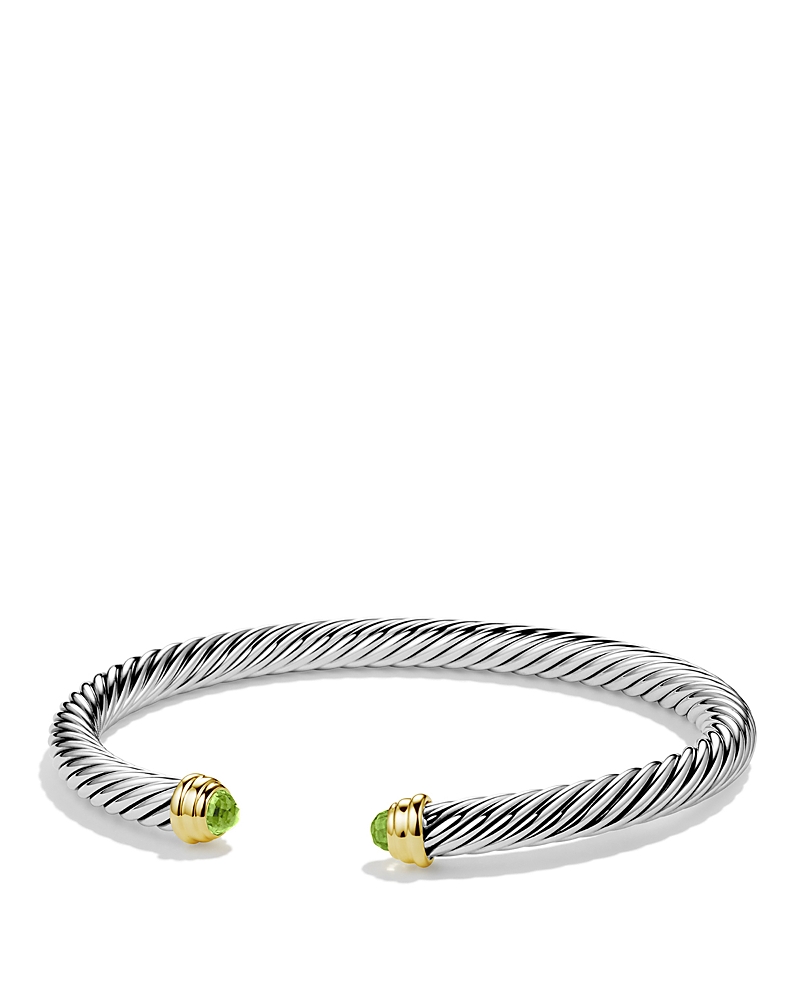 David Yurman Cable Classics Bracelet with Peridot and 14K Gold, 5mm · Medium