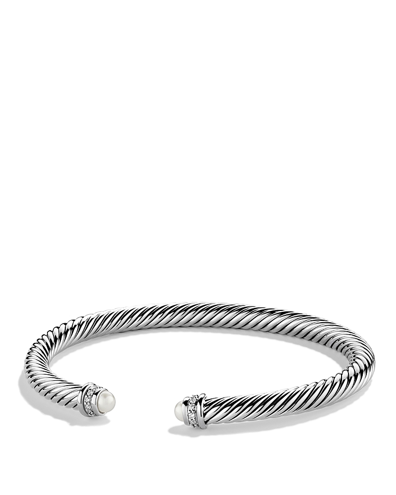 David Yurman Cable Classics Bracelet with Cultured Freshwater Pearls and Diamonds, 5mm