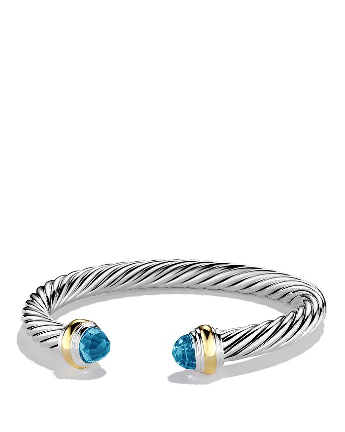 DAVID YURMAN CABLE CLASSICS BRACELET WITH BLUE TOPAZ AND 14K YELLOW GOLD,B04425 S4ABTM