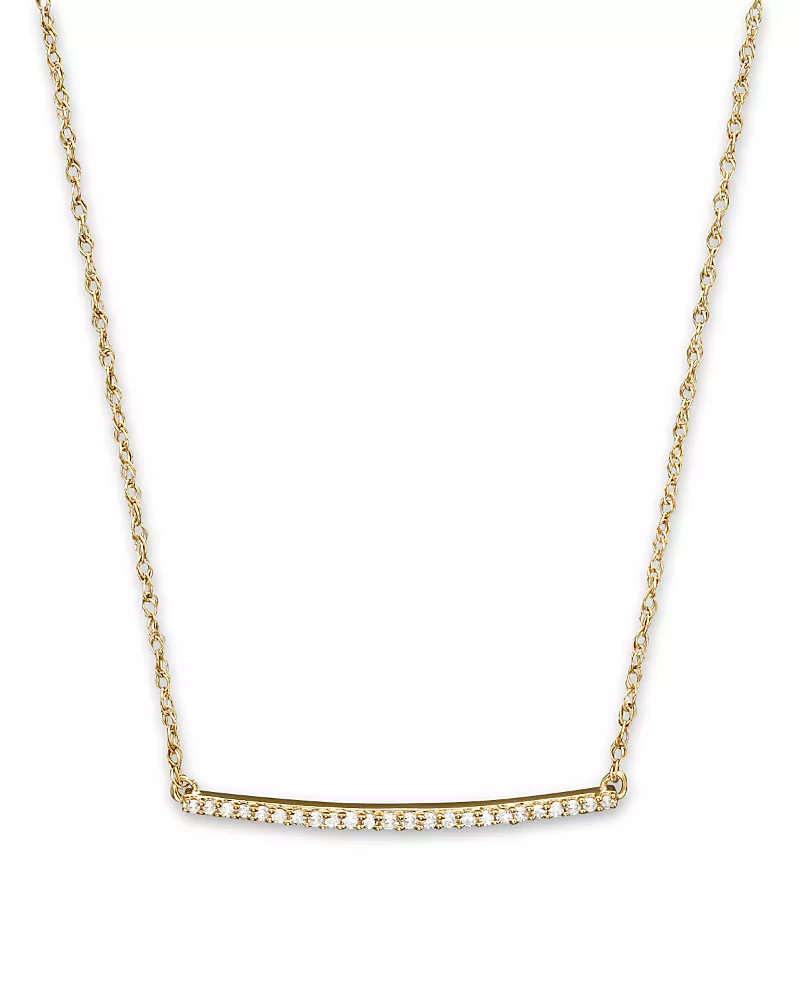 Diamond Mini Bar Necklace in 14K Yellow Gold, .10 tcw
