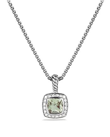 David Yurman - Petite Albion Pendant with Prasiolite and Diamonds on Chain