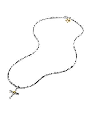 Petite X Cross Necklace with 14K Gold