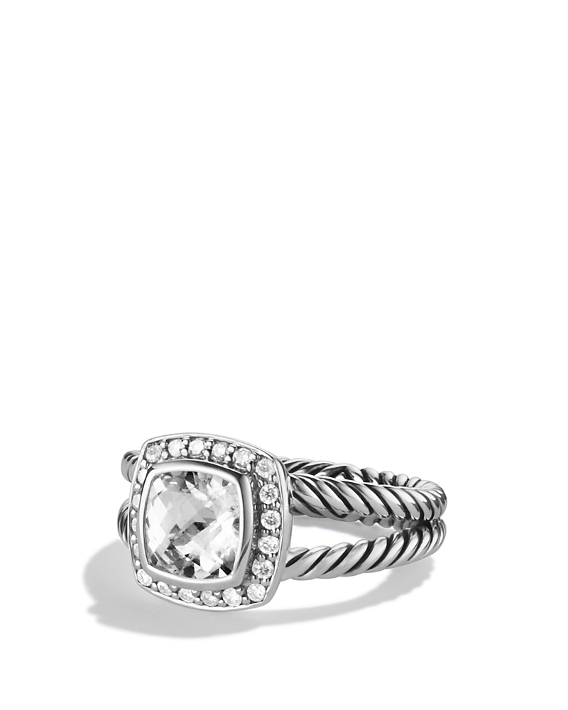 David Yurman Petite Albion Ring with White Topaz & Diamonds
