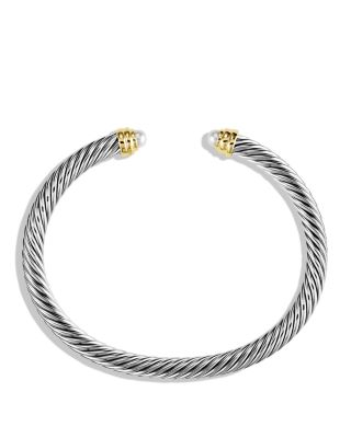Classic Cable Bracelet in Sterling Silver with 14K Yellow Gold , 5mm