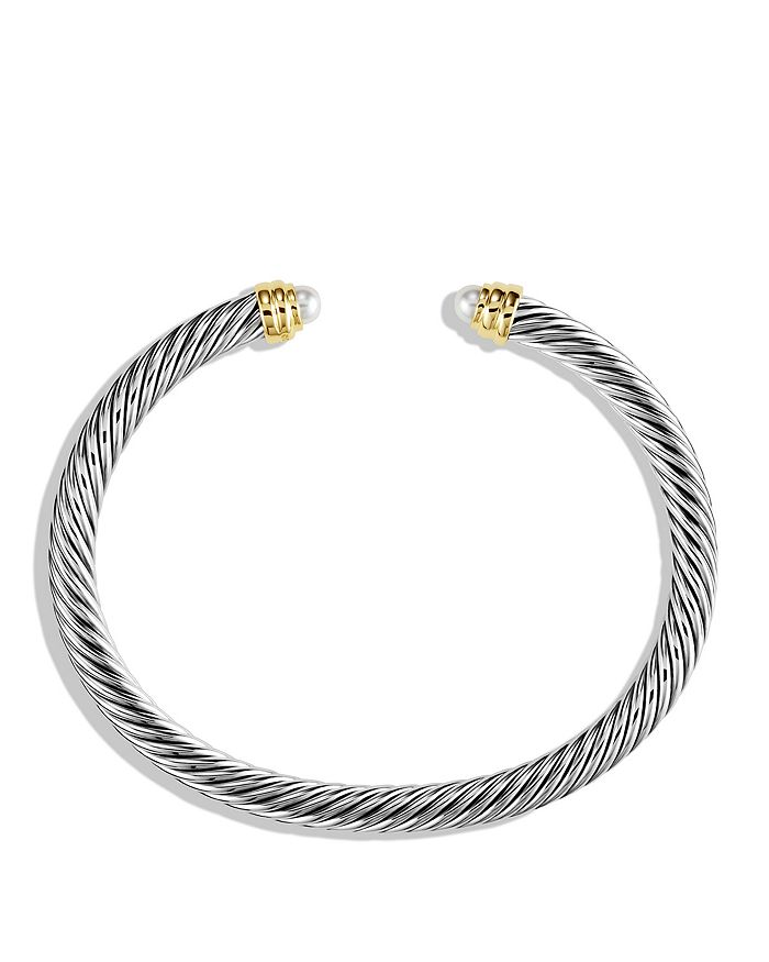 Shop David Yurman Cable Classics Bracelet With Pearls And 14k Gold, 5mm