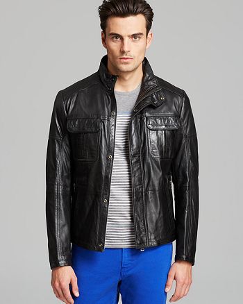 BOSS Gekunos Leather Jacket | Bloomingdale's