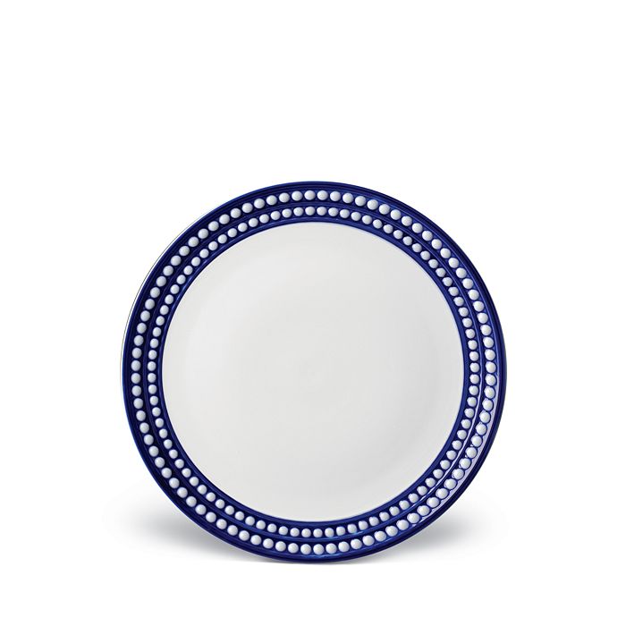 Shop L'objet Perlee Bleu Dinner Plate In Blue, White