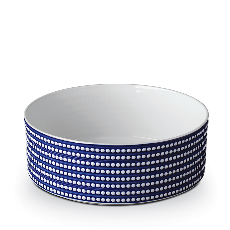 L'objet Perlee Bleu Deep Serving Bowl, Large In Blue/white