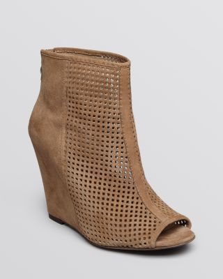 perforated wedge booties