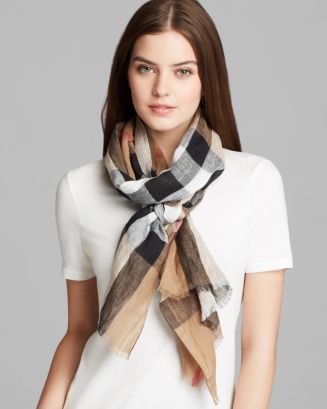 Burberry Giant Exploded Check Linen Scarf | Bloomingdale's
