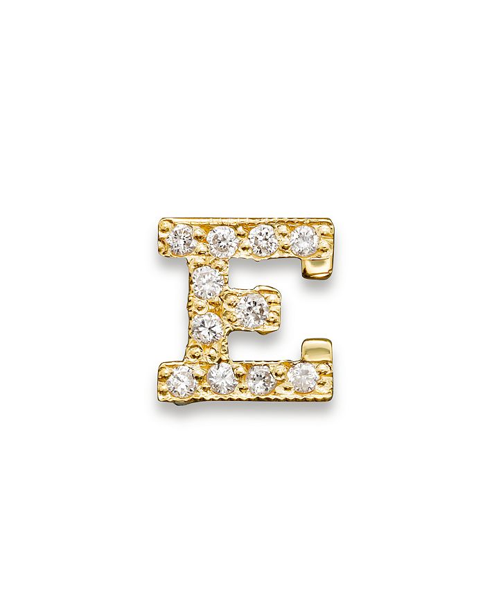 Zoë Chicco 14k Yellow Gold Pave Single Initial Stud Earring, 0.04-0.06 Ct. T.w.