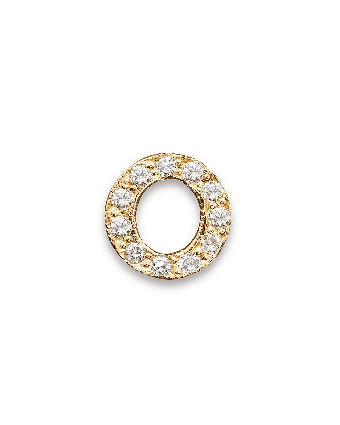 Zoë Chicco 14k Yellow Gold Pave Single Initial Stud Earring, 0.04-0.06 Ct. T.w. In O