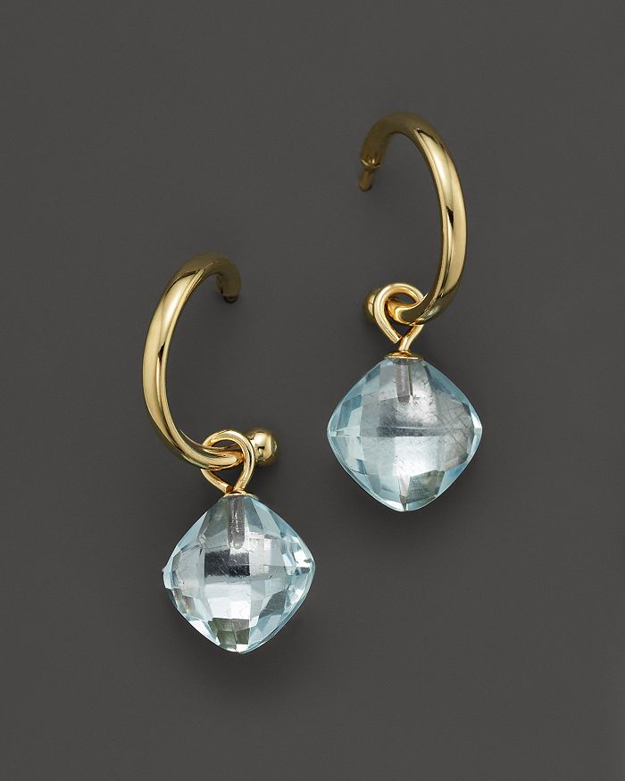 Bloomingdale's - Blue Topaz Small Hoop Earrings in 14K Yellow Gold&nbsp;- 100% Exclusive