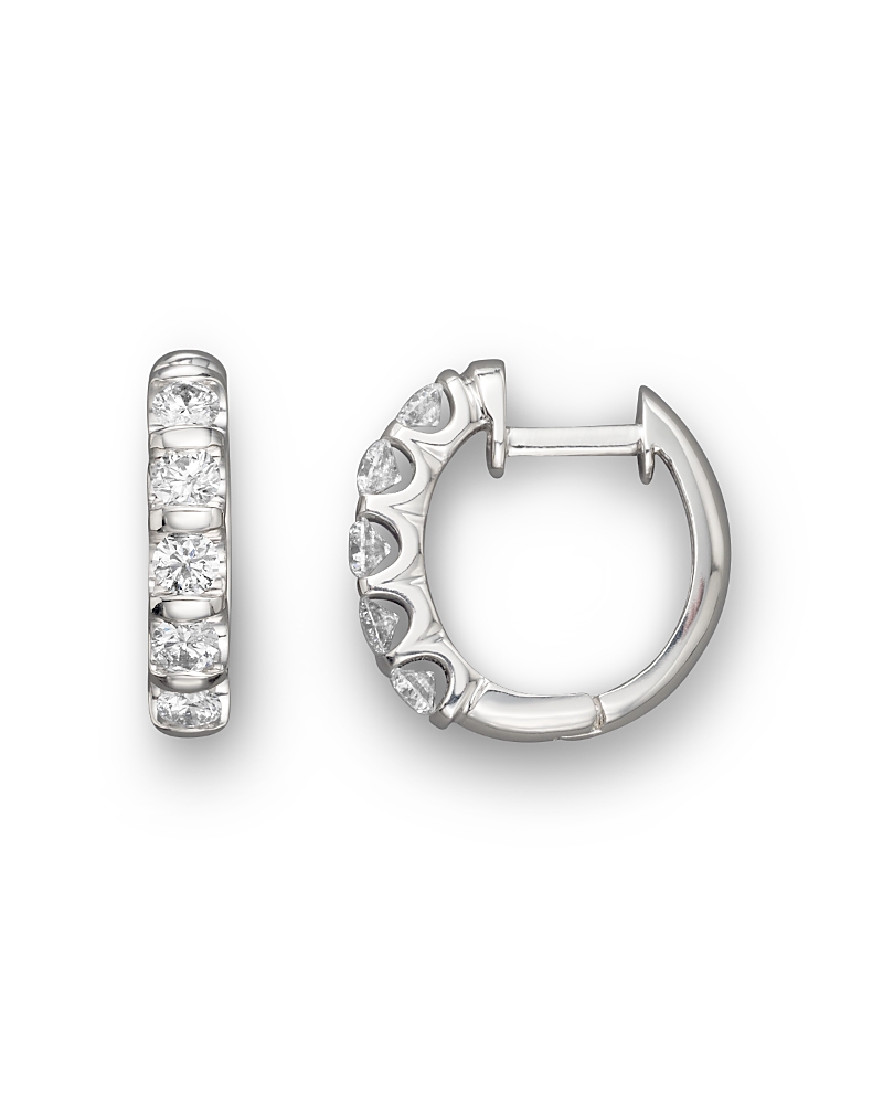 Diamond Bar Band Hoop Earrings in 14K White Gold, 1.0 ct. t. w. - Exclusive