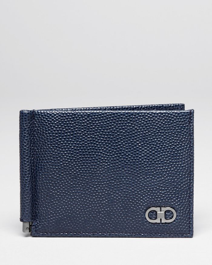 Ferragamo Salvatore Ten Forty One Pebbled Leather Money Clip