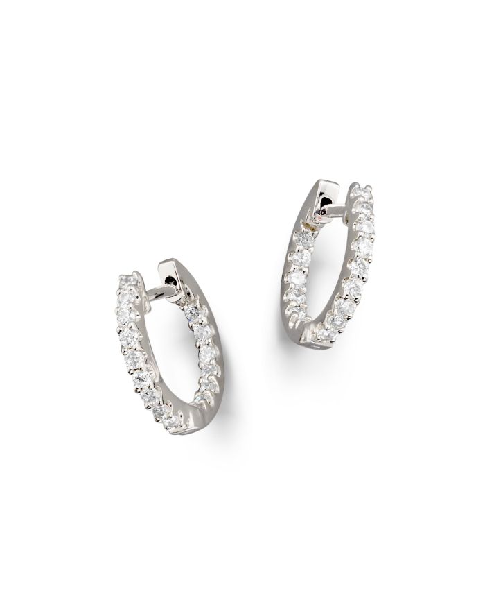 Diamond Inside Out Hoop Earrings in 14K White Gold, 0.30 tcw