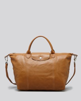 NWT LONGCHAMP Le Pliage Cuir Medium Leather Satchel Crossbody Bag