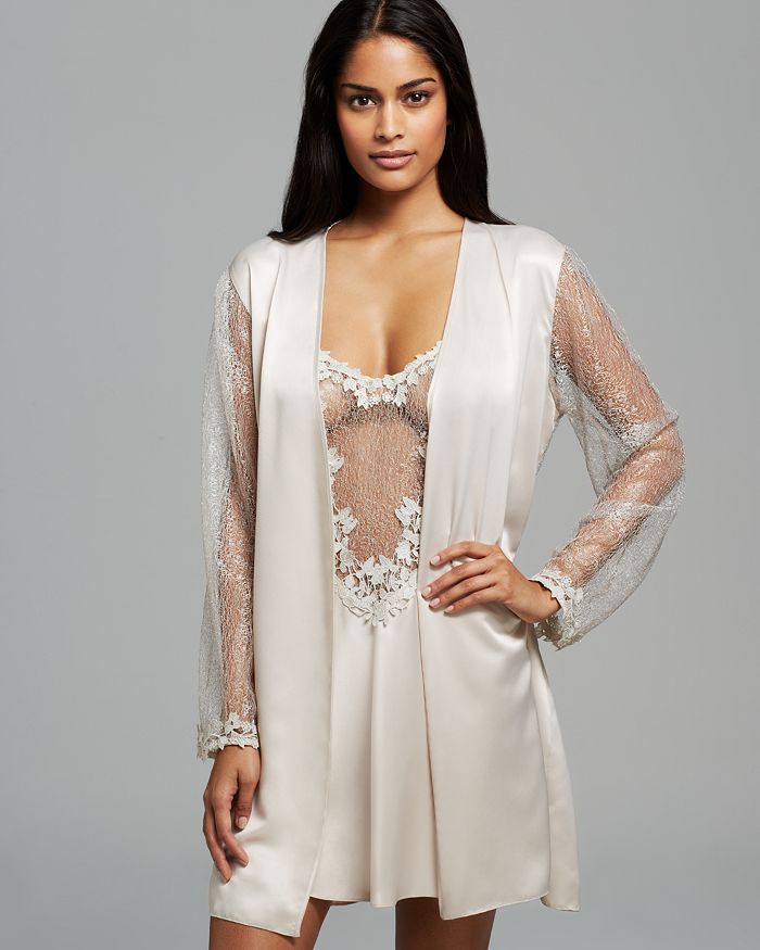 Shop Flora Nikrooz Showstopper Charmeuse Cover-up Robe In Champagne