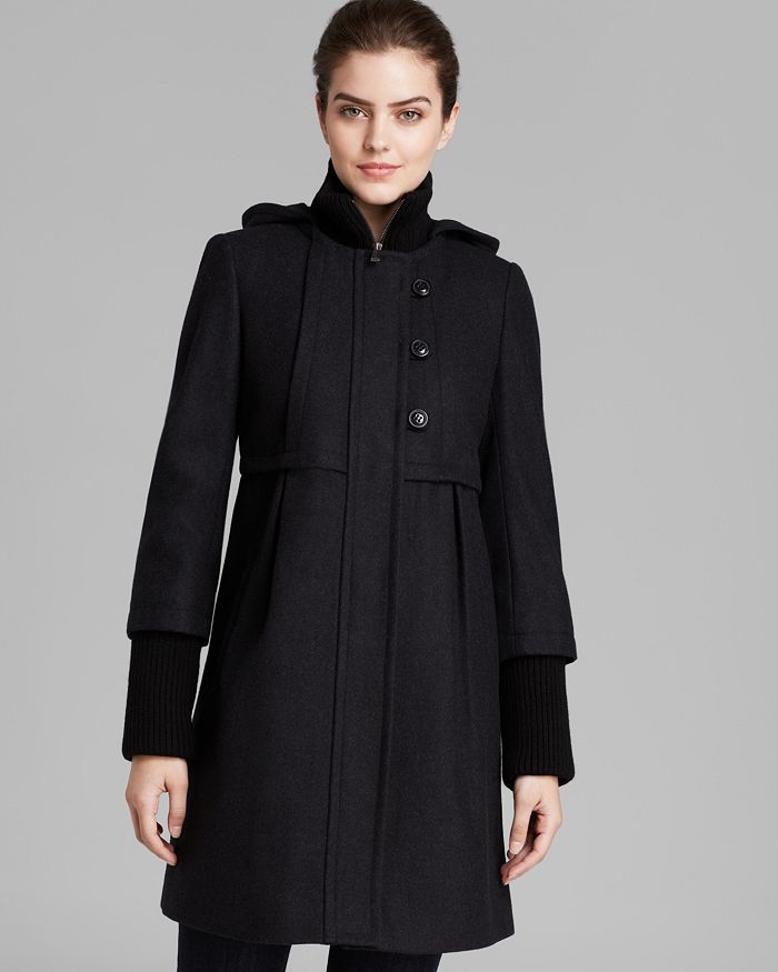 DKNY Button Up Coat in Black