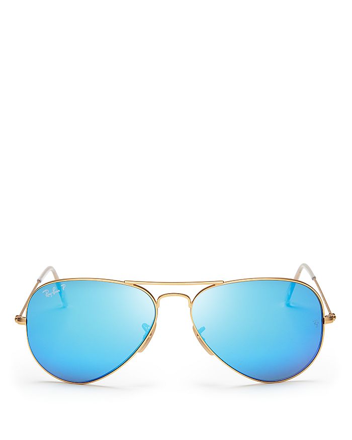 Ray Ban Ray-ban Unisex Original Polarized Brow Bar Aviator Sunglasses, 58mm In Gold/blue Polarized Mirror