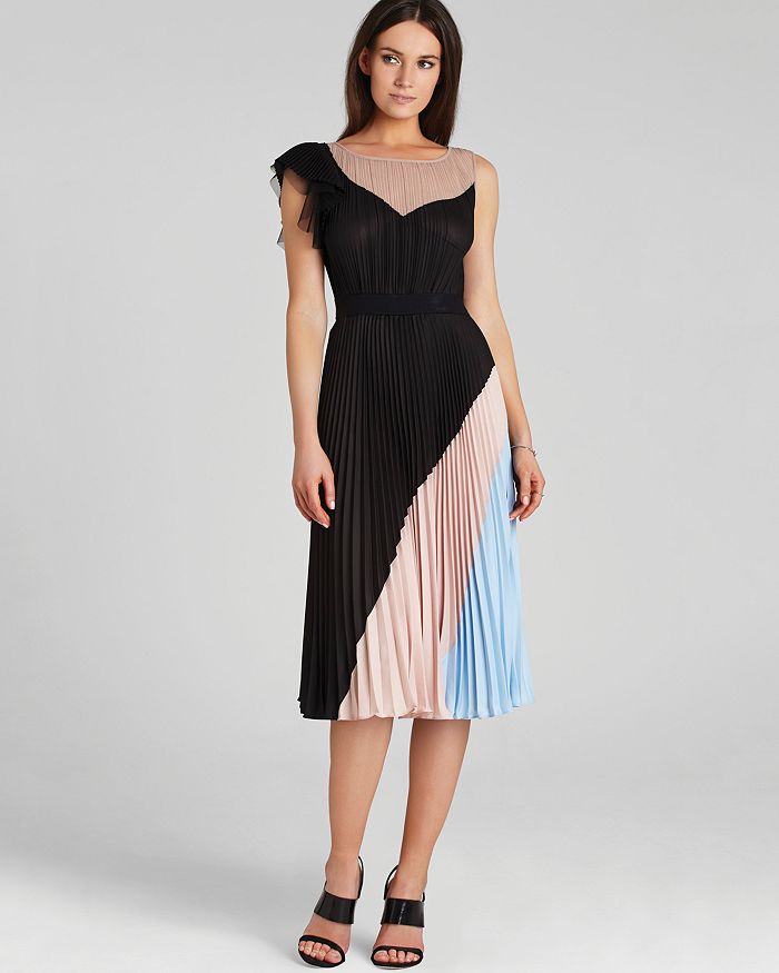 Bcbg pleated sale colorblock dress