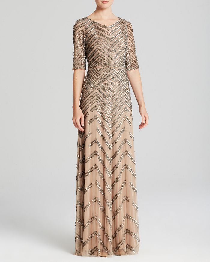 Adrianna papell sequin deals illusion gown