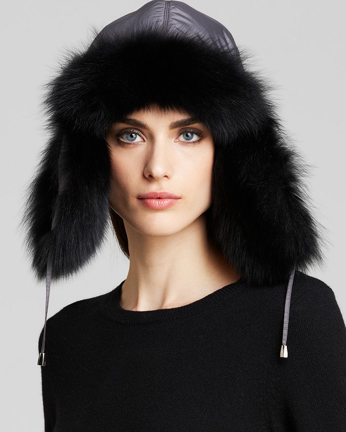 Maximilian Furs Maximilian Fox Fur Trim Trooper Hat | Bloomingdale's