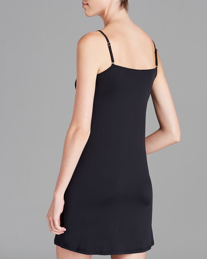 Shop Hanro Satin Deluxe Slip Dress In Black