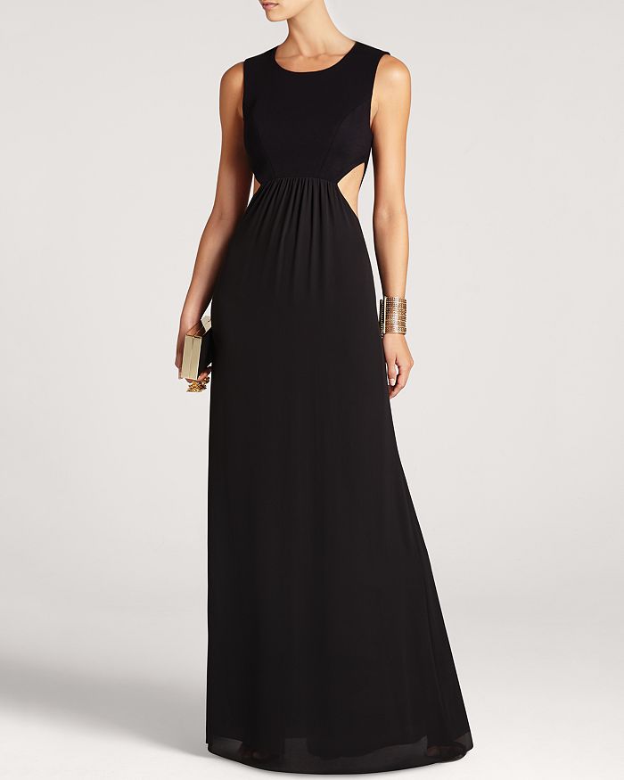 BCBGMAXAZRIA Gown - Angelinah Leather Contrast Cutout | Bloomingdale's