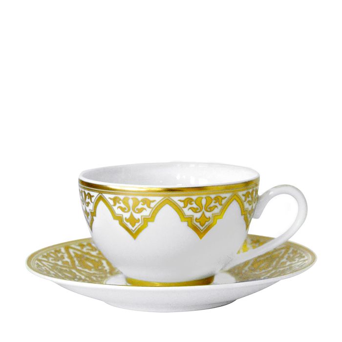 Shop Bernardaud Venise Tea Saucer In White/gold