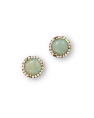 opal diamond halo earrings