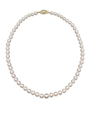 Bloomingdale's Akoya Cultured Graduated Pearl Necklace in 14K Yellow ...