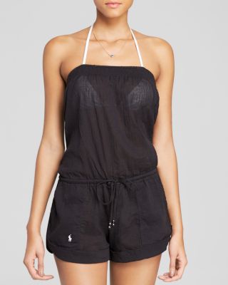 strapless swim romper