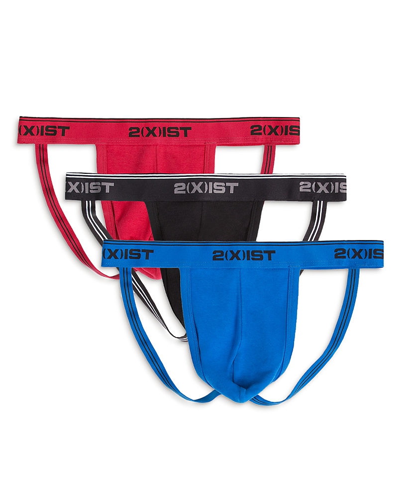 2(x)ist Stretch Cotton Jock Strap 3-pack In Scotts Red