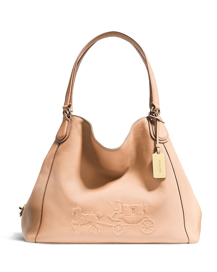 COACH®: Embossed Horse And Carriage Large Edie Shoulder Bag In Pebble  Leather