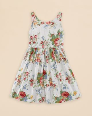 Ralph Lauren - Girls' Cotton Oxford Floral Dress - Sizes 2-6X