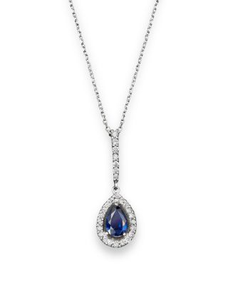 blue sapphire teardrop necklace